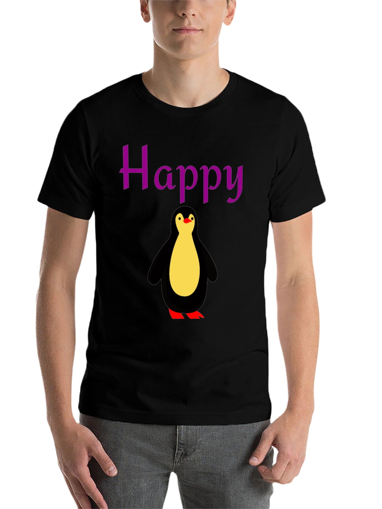 Black Happy Penguin Graphic Tee - Black view 7