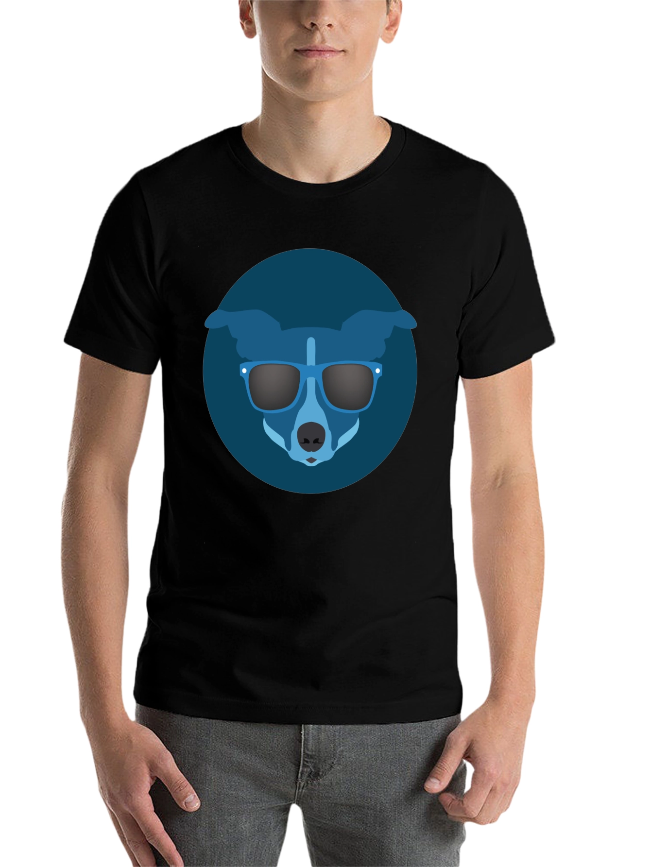 Black Cool Dog Graphic Tee - Black Cotton T-Shirt view 7