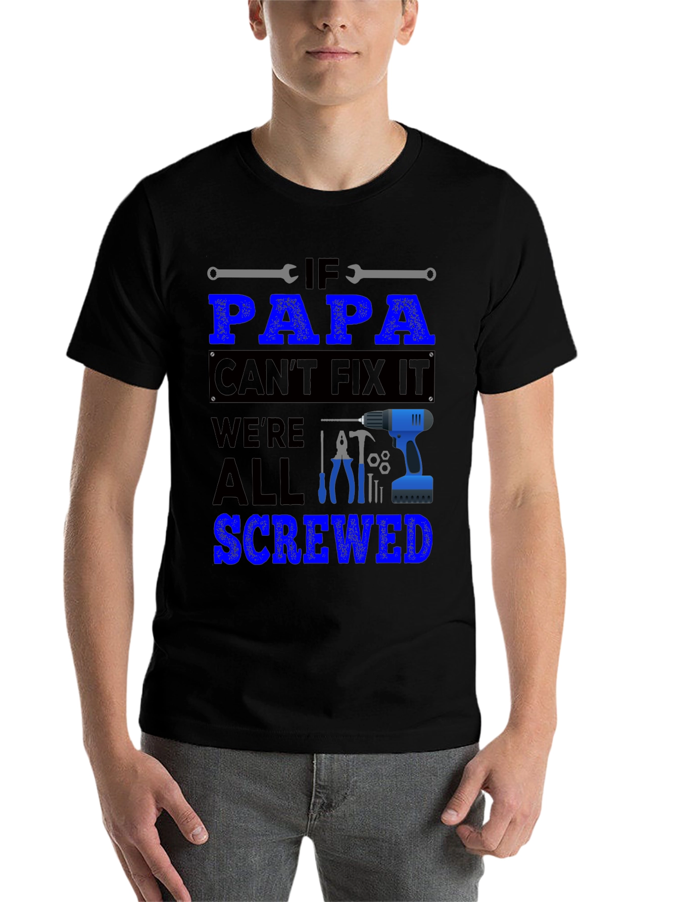 Black Papa Can Fix It T-Shirt view 7