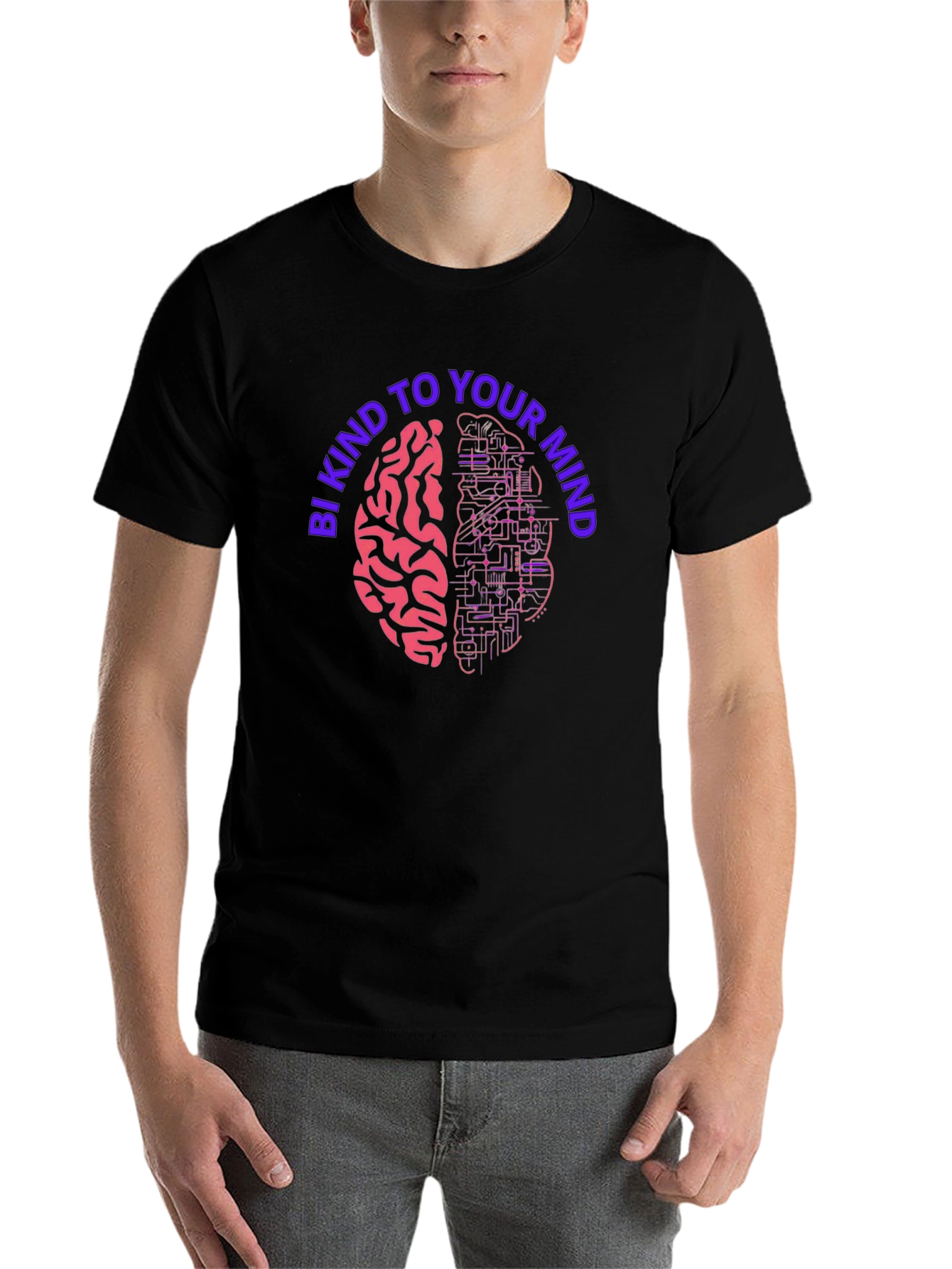 Black Be Kind To Your Mind Graphic Tee - Brain Circuit Design view 7