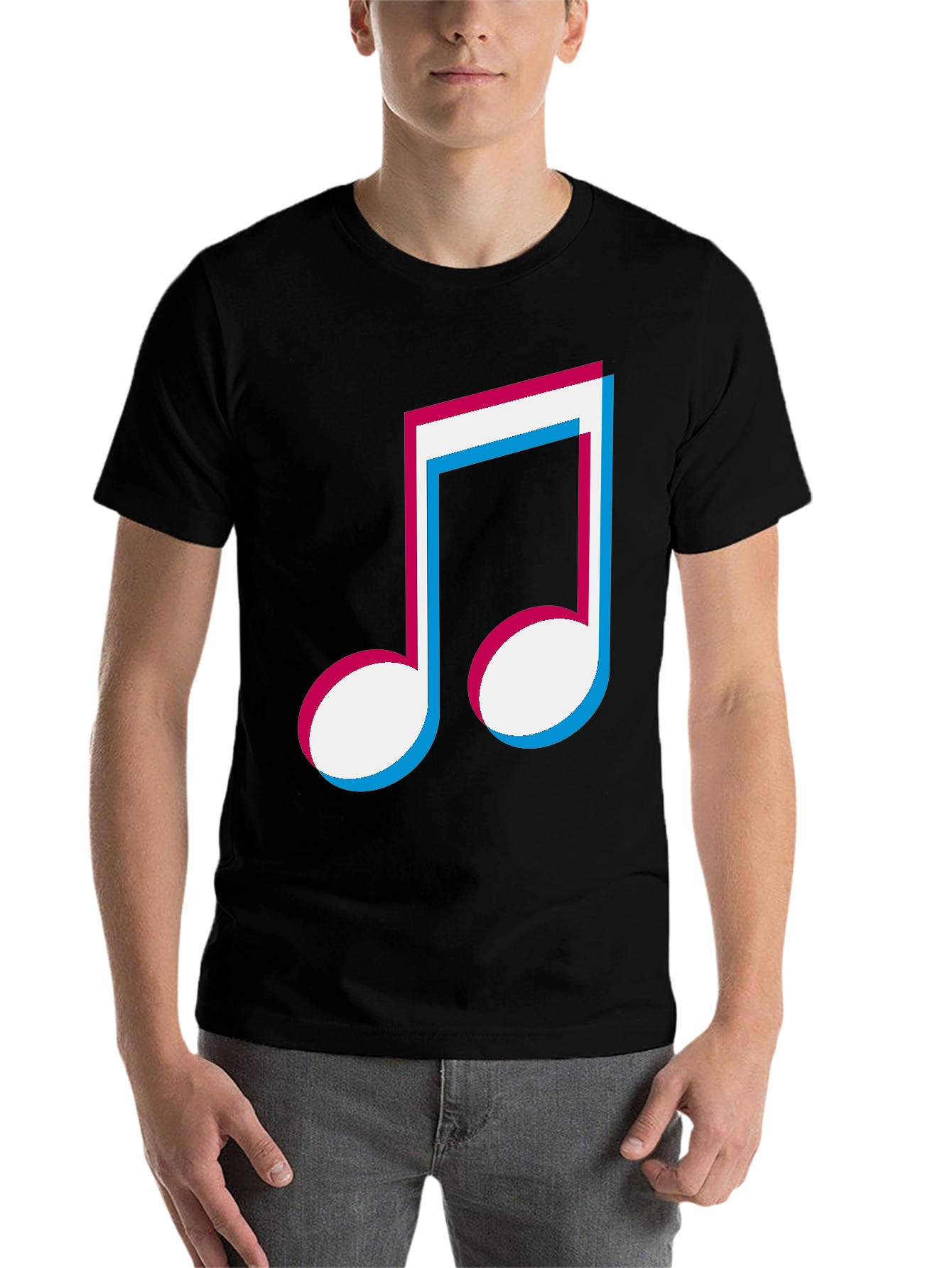 Black Musical Note Graphic Tee - Black T-Shirt view 7