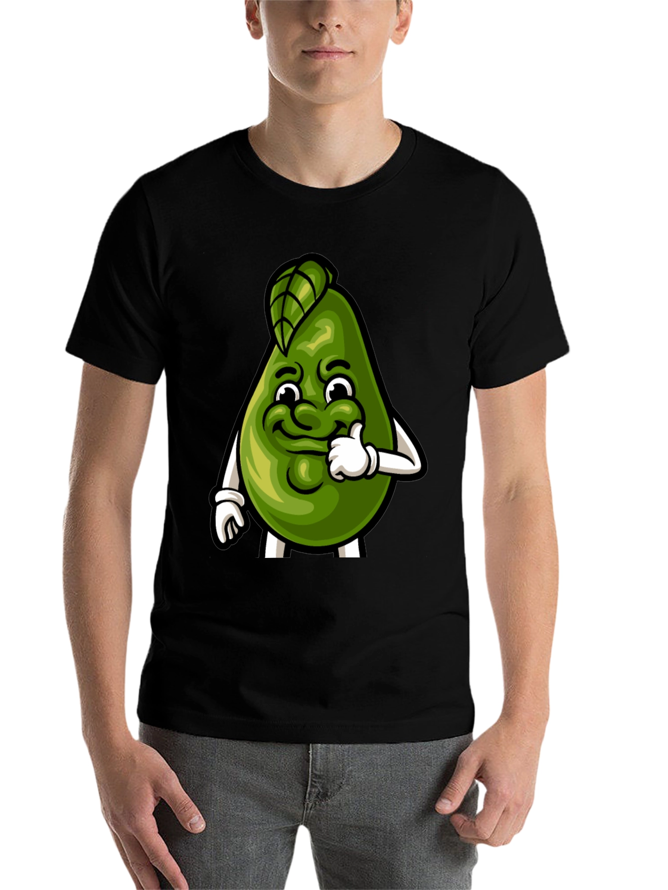Black Funny Avocado Cartoon Graphic Tee - Soft Cotton Shirt view 7
