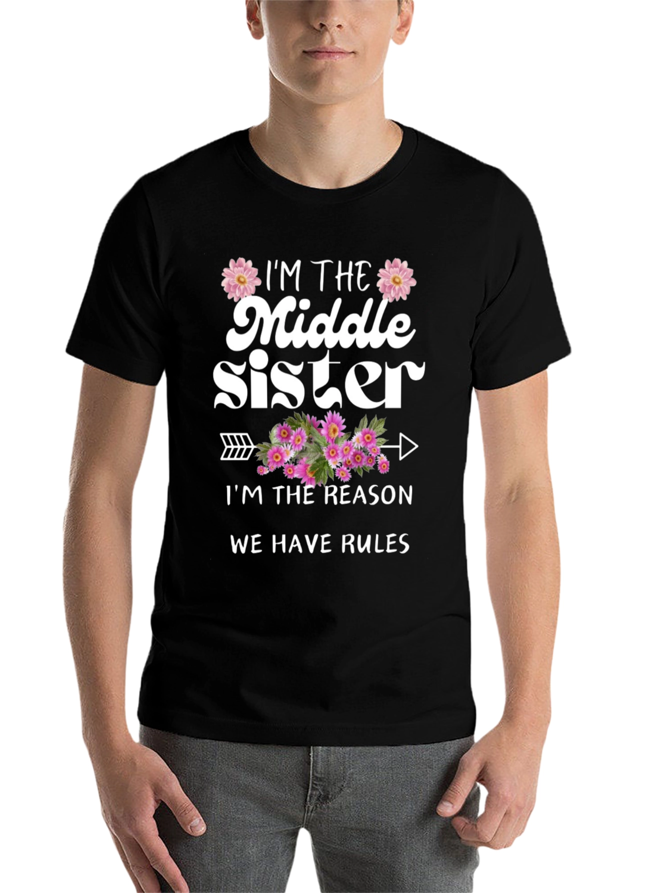 Black Middle Sister T-Shirt - Reason We Have Rules view 7
