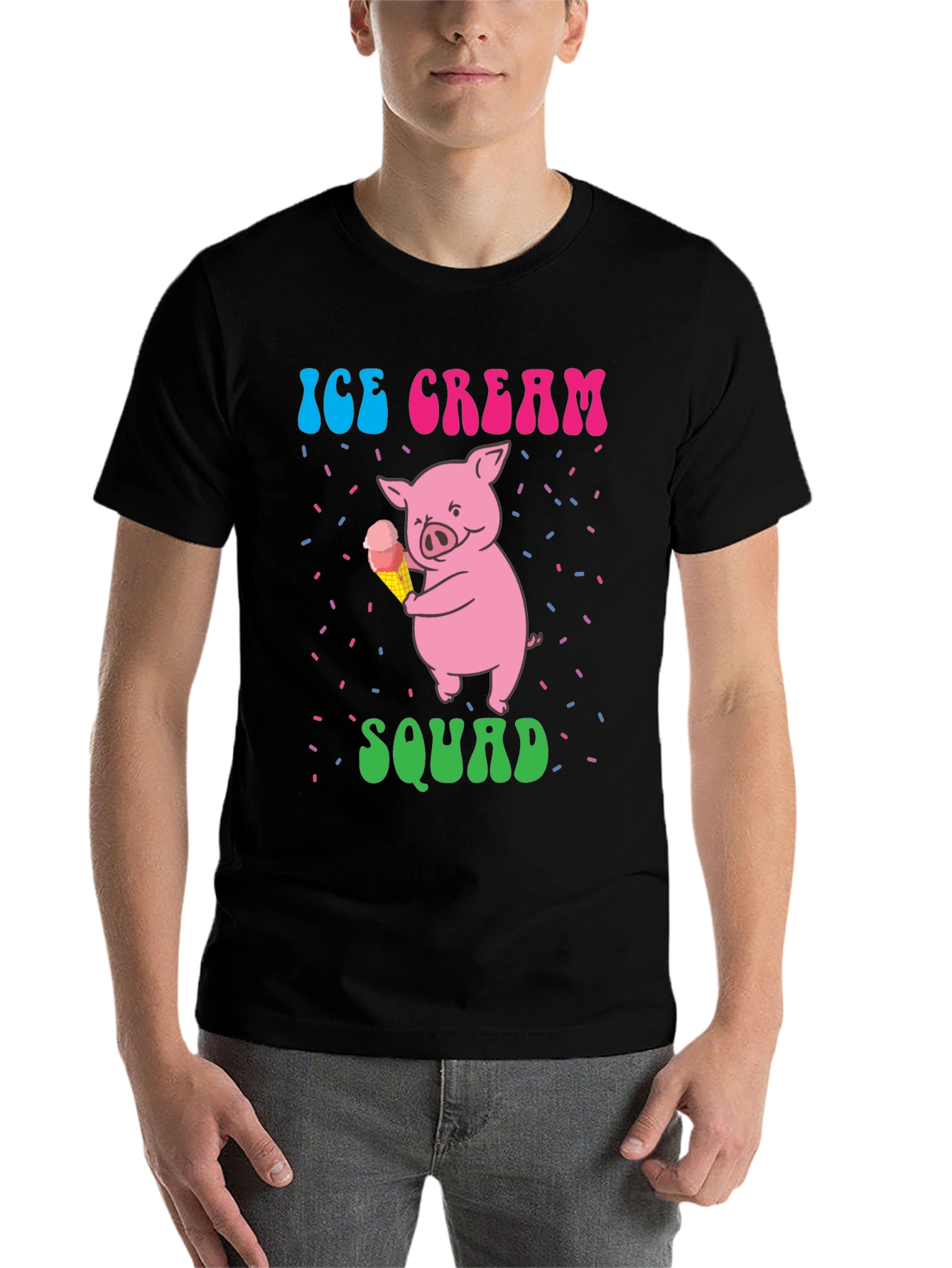 Black Ice Cream Pig Squad Tee view 7