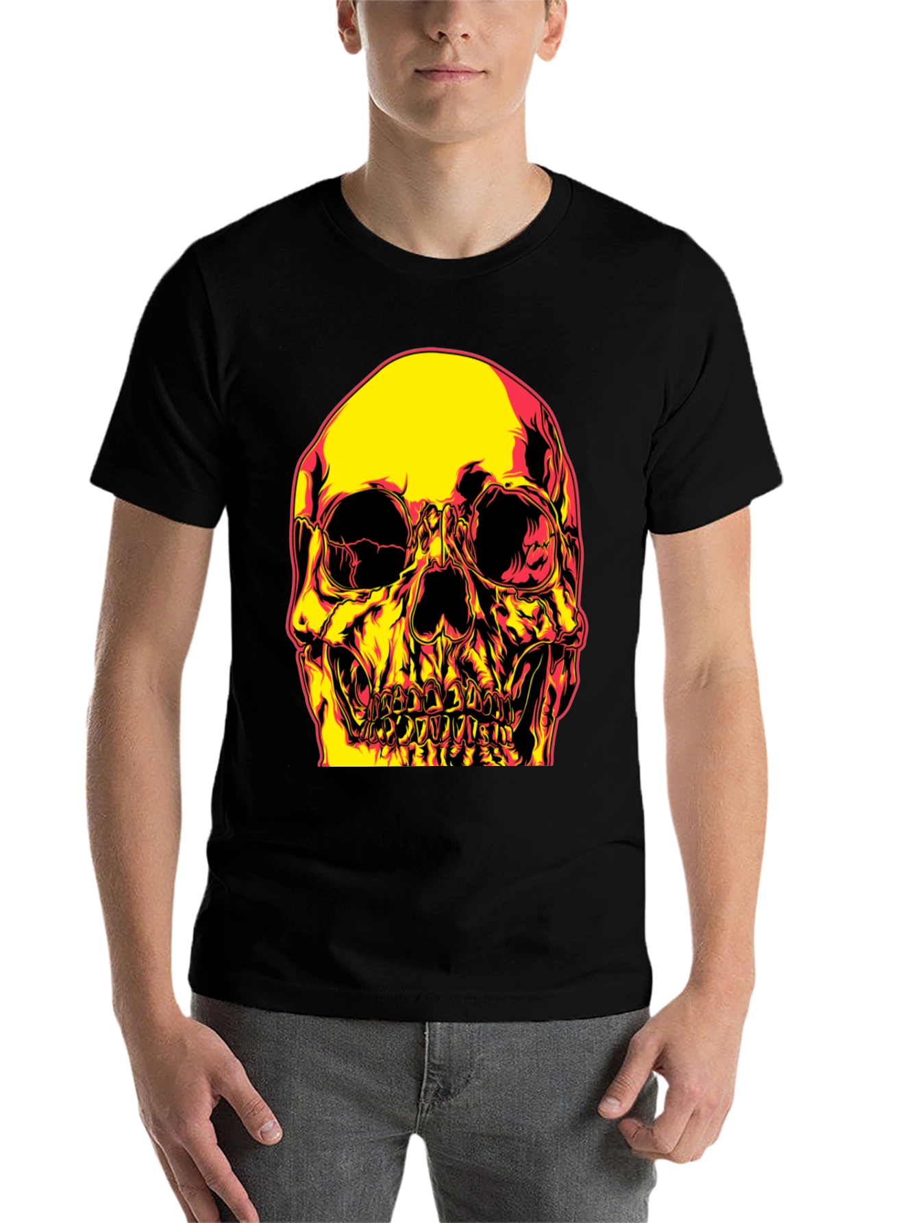 Black Skull Graphic Print Black T-Shirt view 7