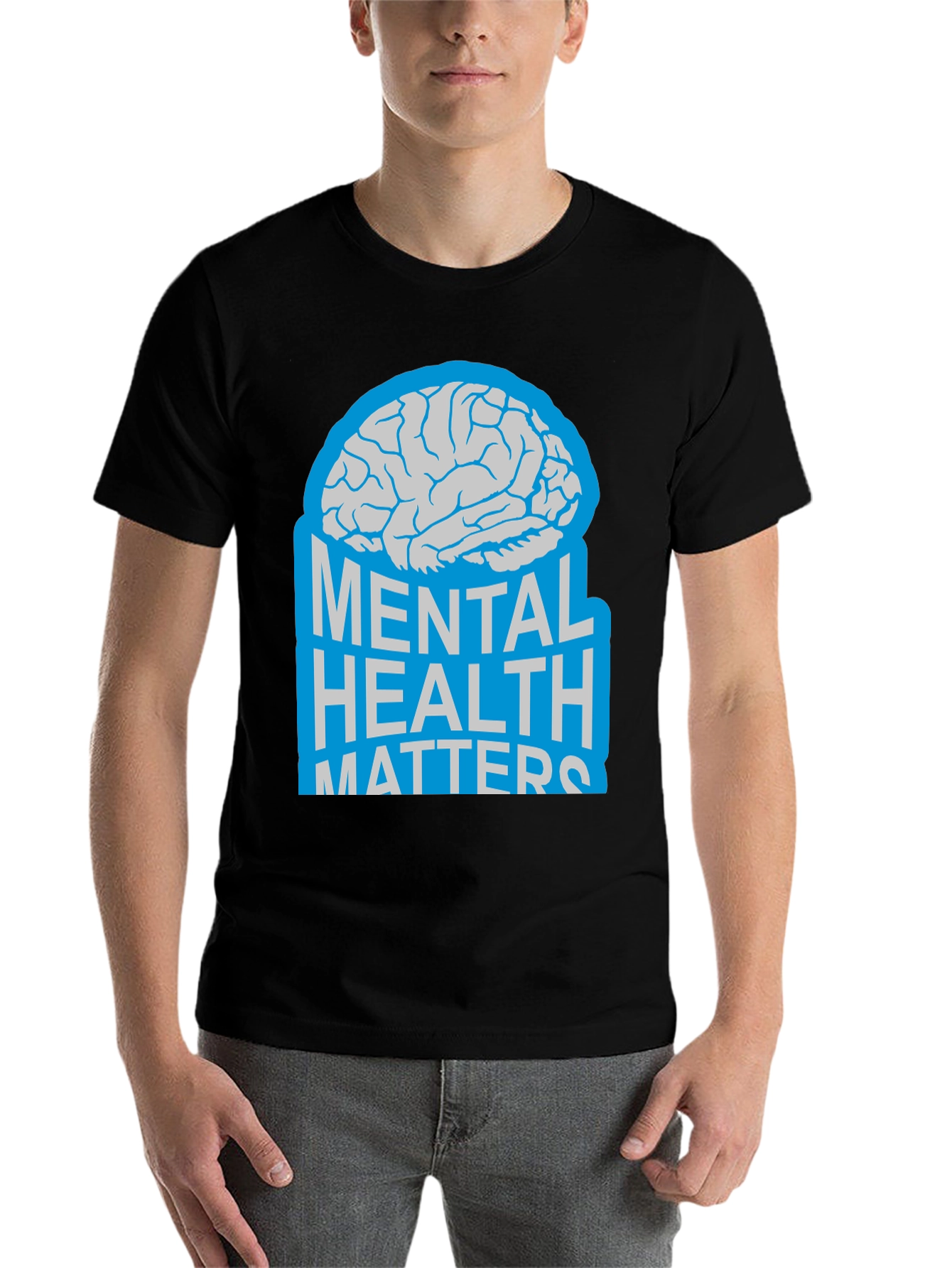 Black Mental Health Matters Brain Graphic T-Shirt view 7