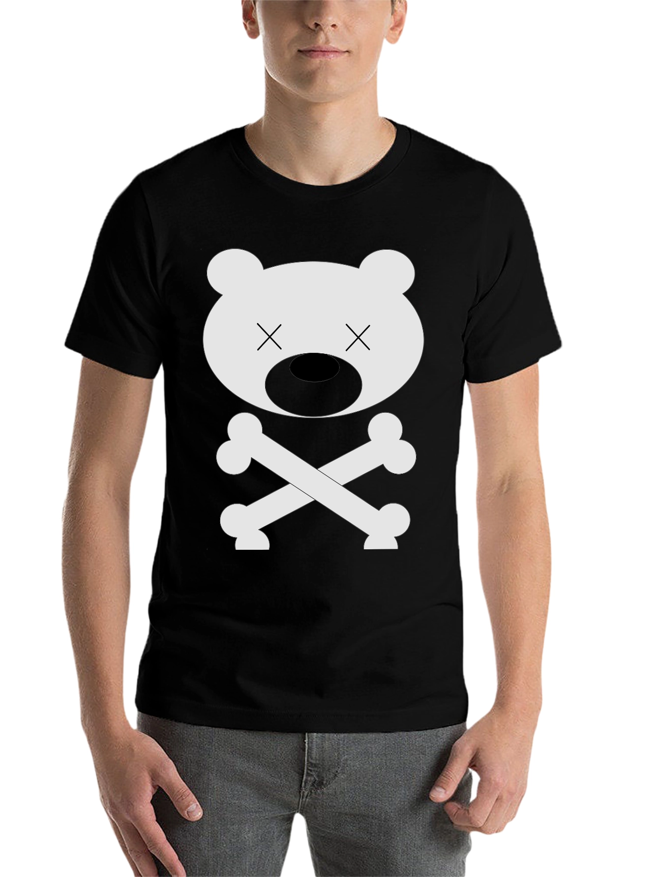 Black Bear Bones Graphic T-Shirt - Men's Crew Neck view 7