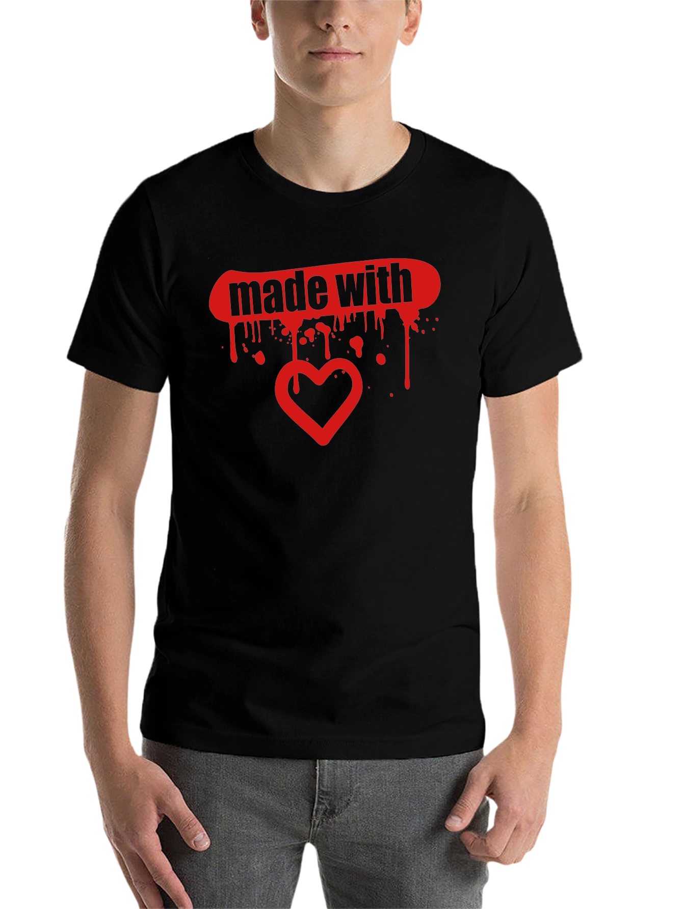 Black Made With Love Graphic Tee - Soft Black Cotton T-Shirt view 7