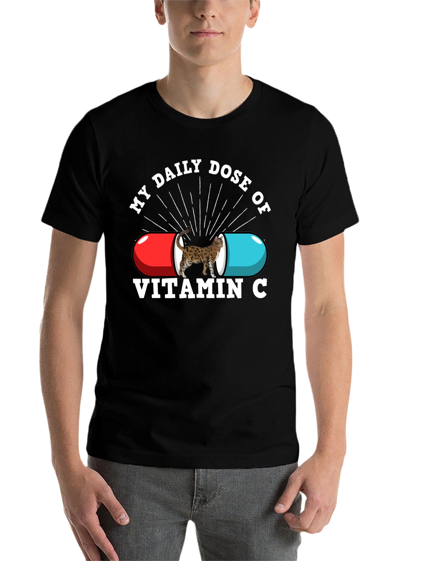 Black My Daily Dose of Vitamin C Novelty T-Shirt view 7