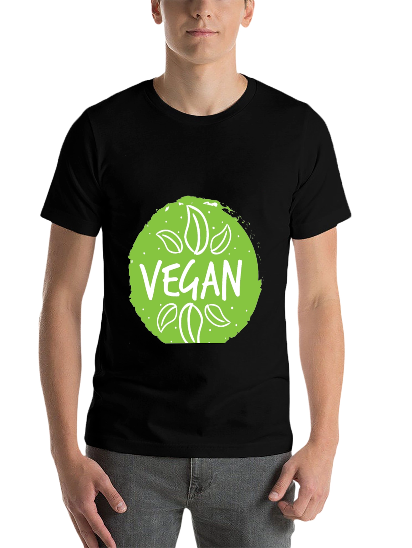 Black Vegan Graphic Tee - Unisex Soft Cotton Blend T-Shirt view 7