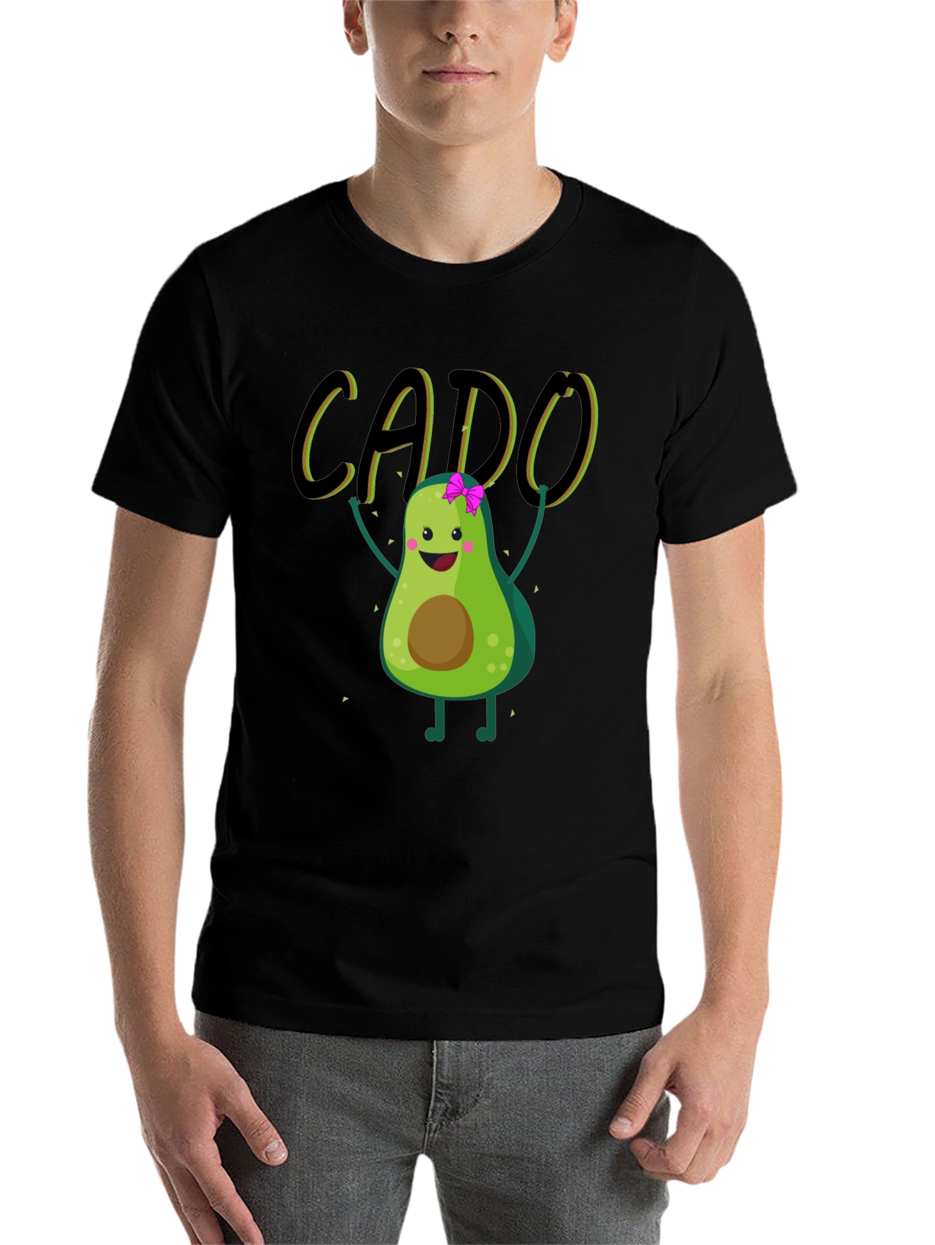 Black Funny Avocado Black T-Shirt - CADO view 7