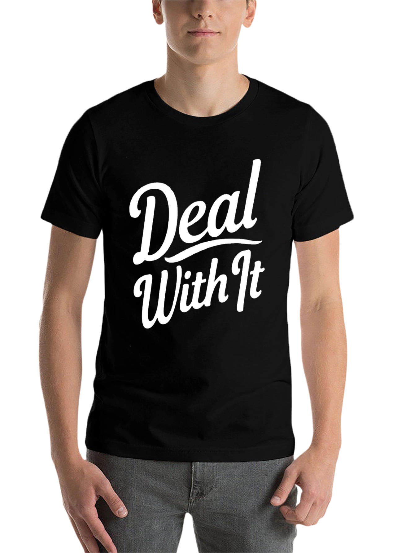 Black Deal With It Graphic Tee - Black view 7