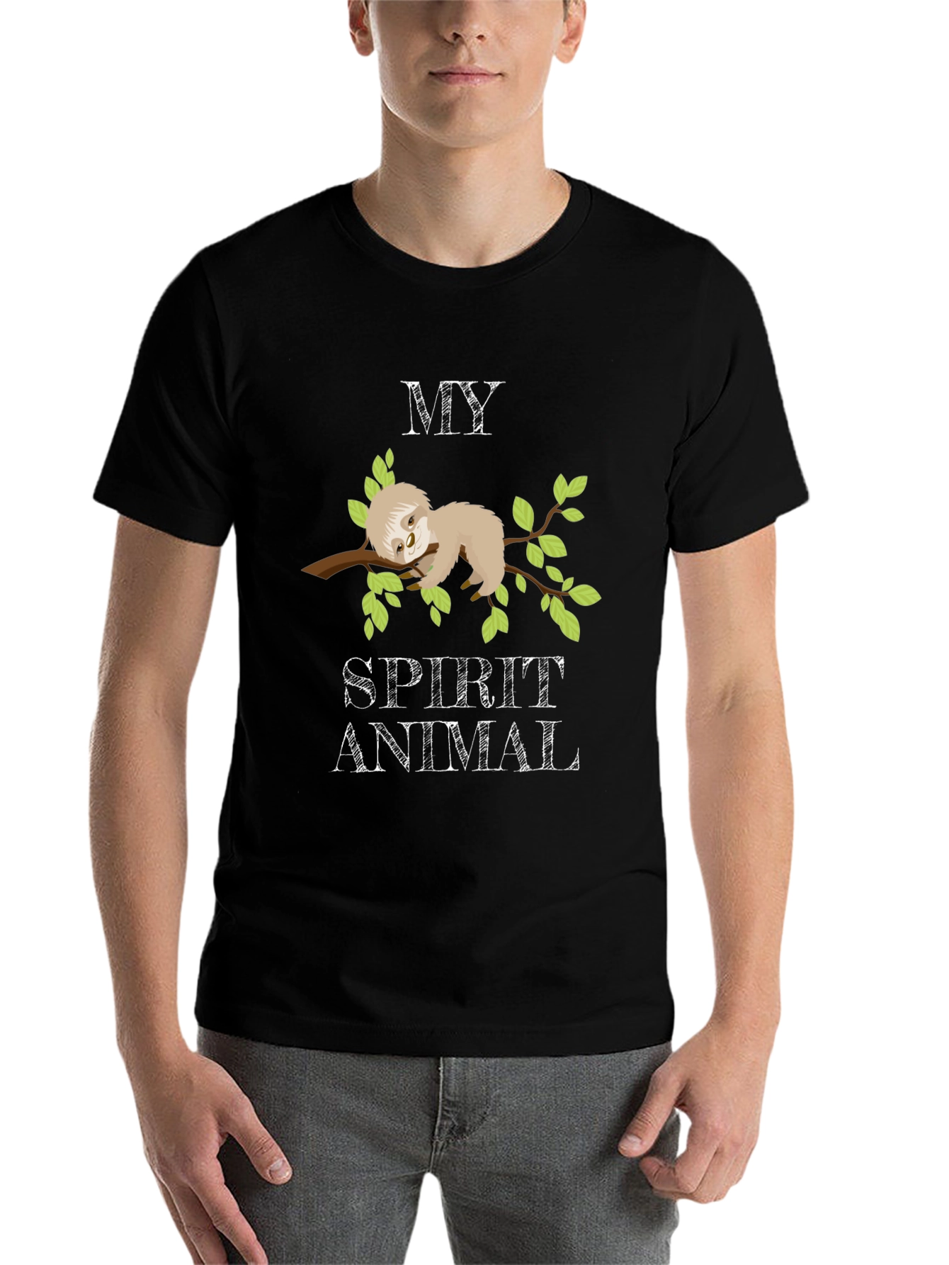 Black Sloth Spirit Animal Graphic T-Shirt view 7