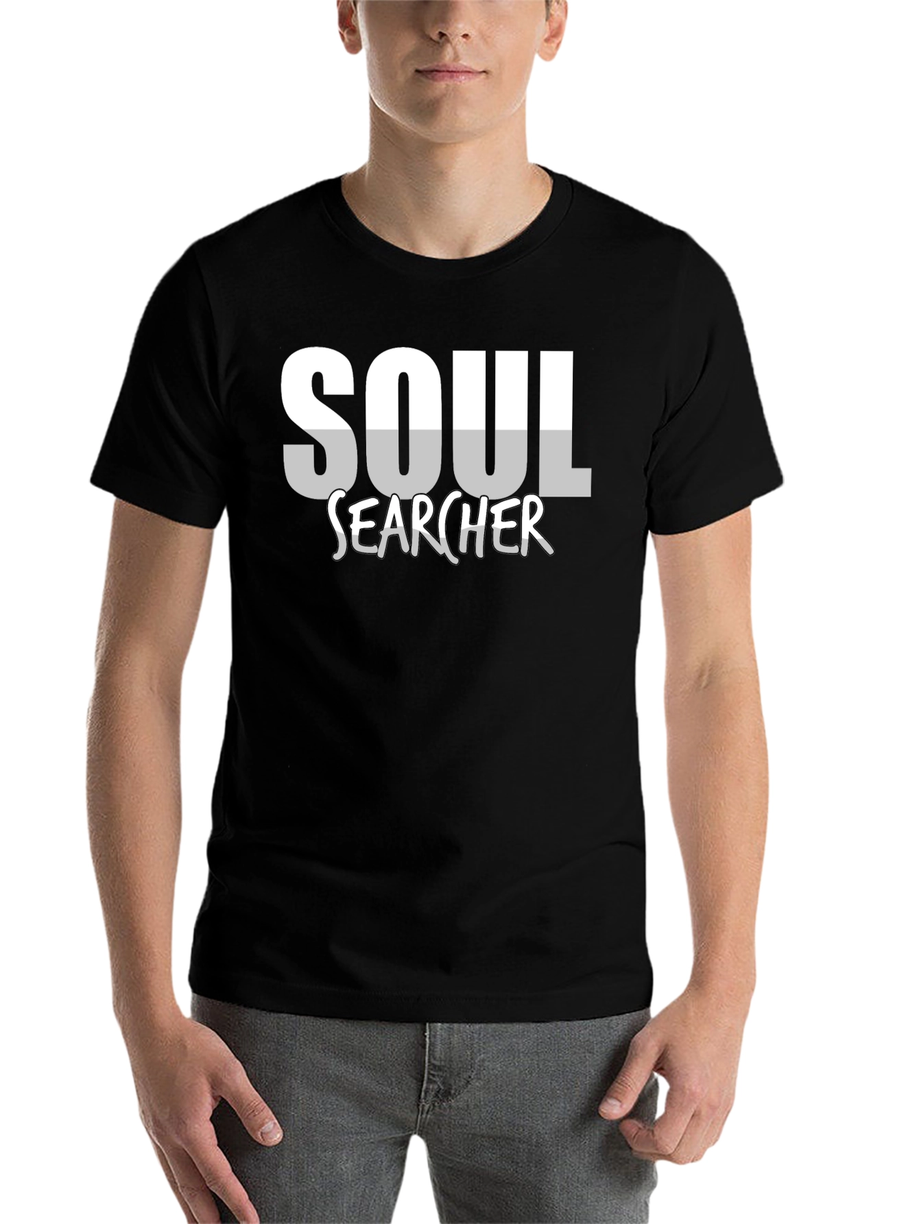Black Soul Searcher Graphic Tee - Black Cotton Casual Shirt view 7