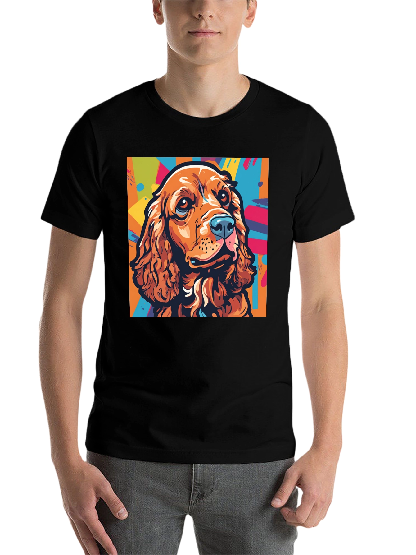 Black Dog Art Graphic Tee - Cocker Spaniel Pop Art T-Shirt view 7