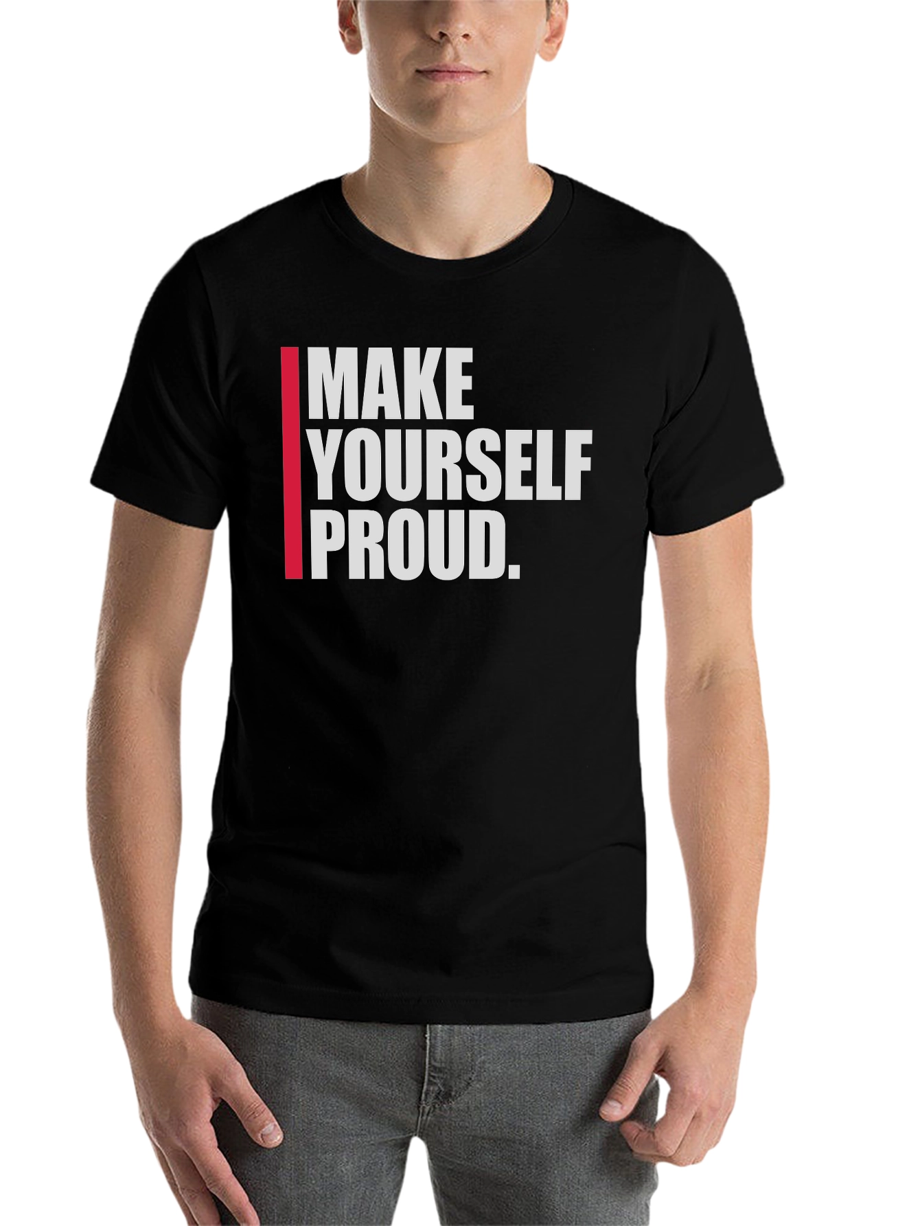 Black Motivational "Make Yourself Proud" Graphic Tee view 7