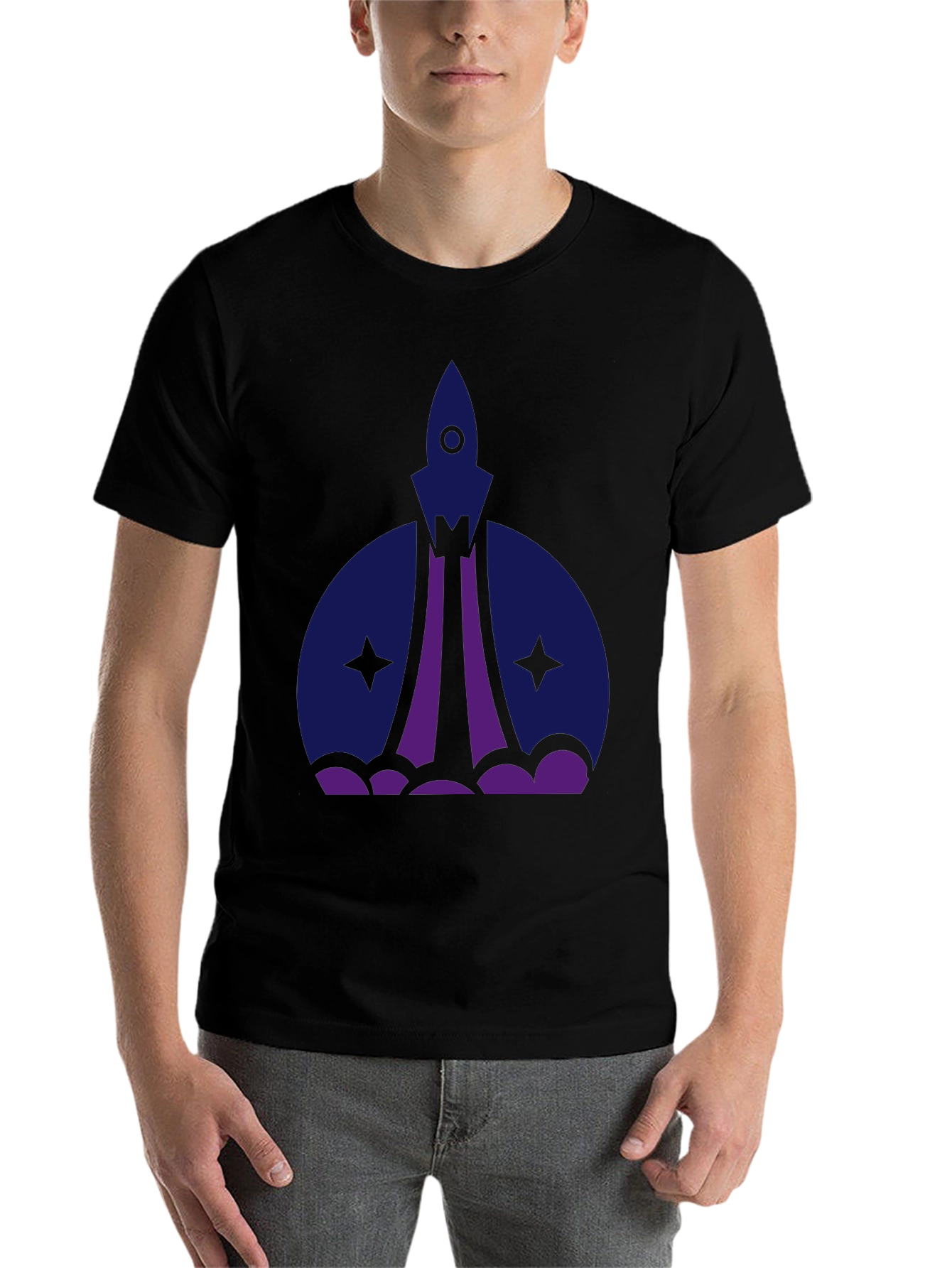 Black Rocket Launch Graphic Tee - Black Unisex Shirt view 7