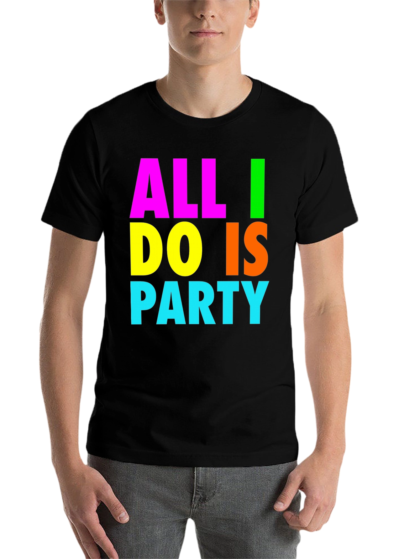 Black All I Do Is Party Graphic Tee - Bold & Fun! view 7