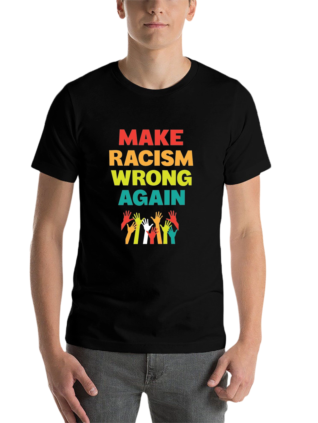 Black Make Racism Wrong Again Graphic Tee view 7