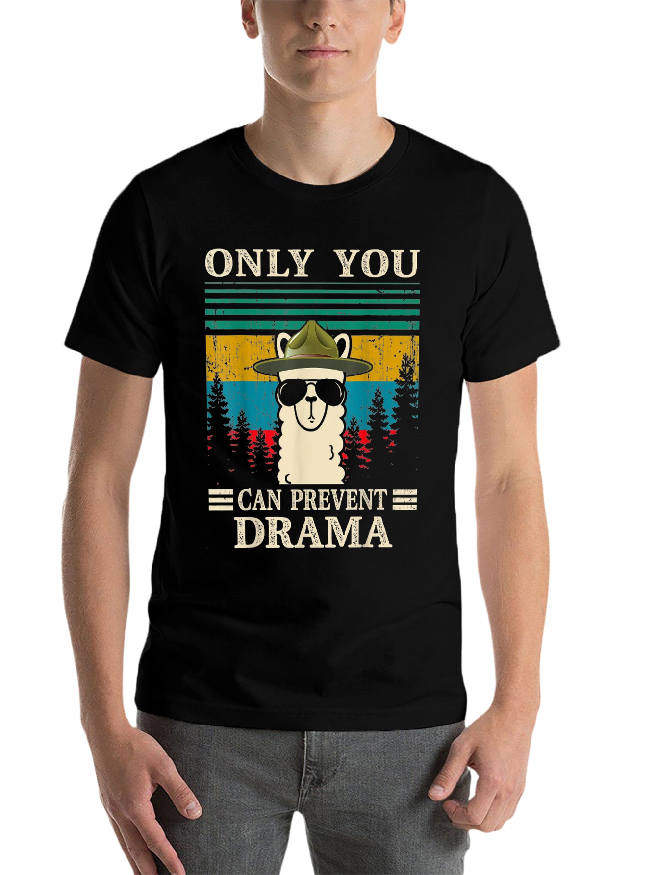 Black Llama Drama Prevention Graphic Tee view 7