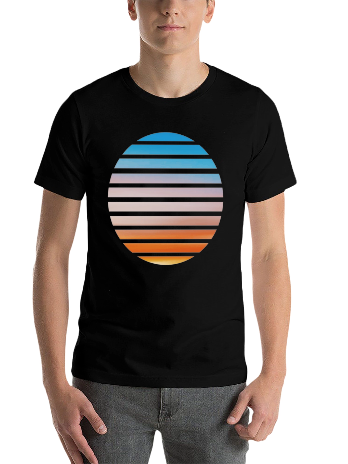 Black Retro Sunset Graphic T-Shirt - Black view 7