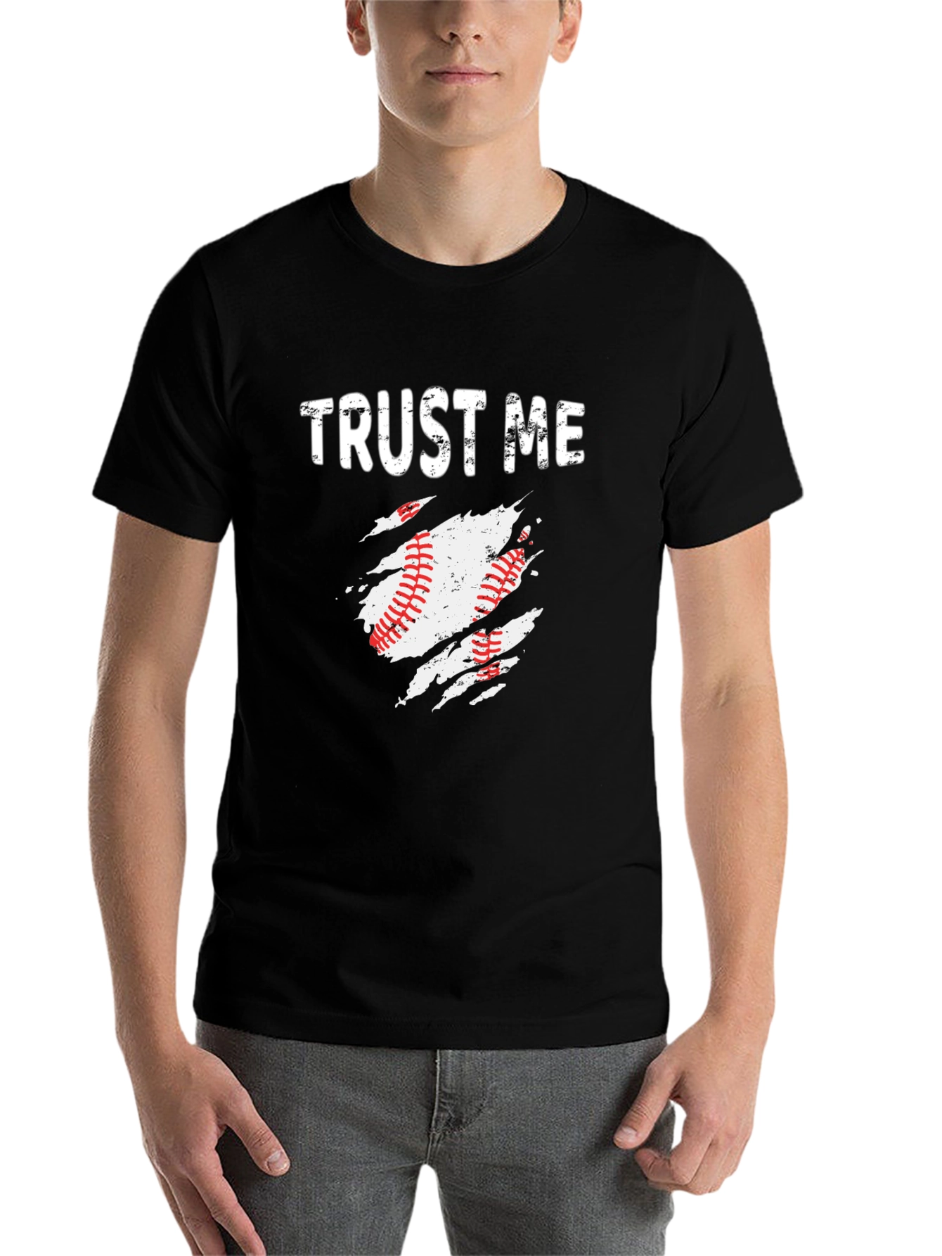 Black Trust Me Baseball Graphic T-Shirt view 7