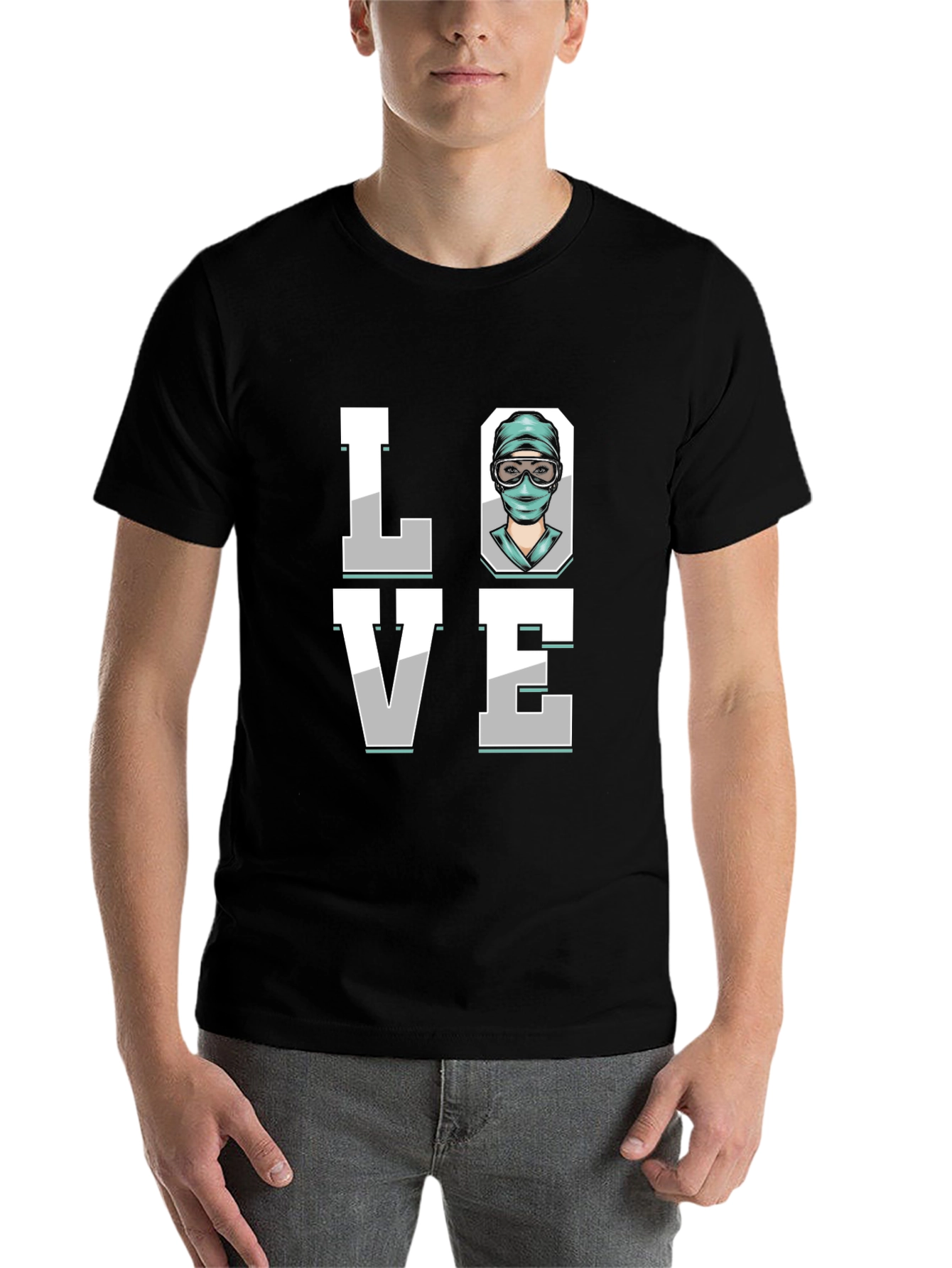 Black Surgeon Love Graphic T-Shirt - Black Cotton Tee view 7