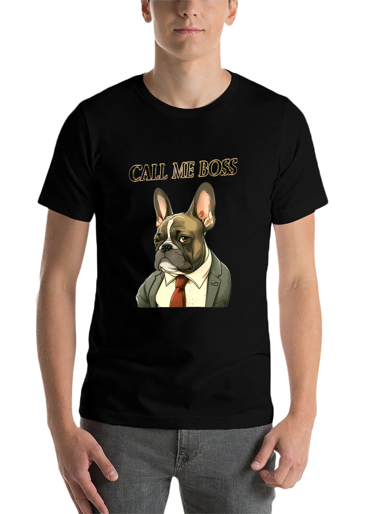 Black Call Me Boss Bulldog Graphic Tee - Black view 7