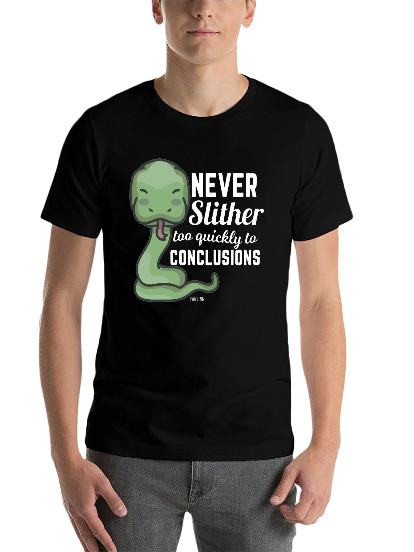 Black Never Slither Funny Graphic T-Shirt view 7