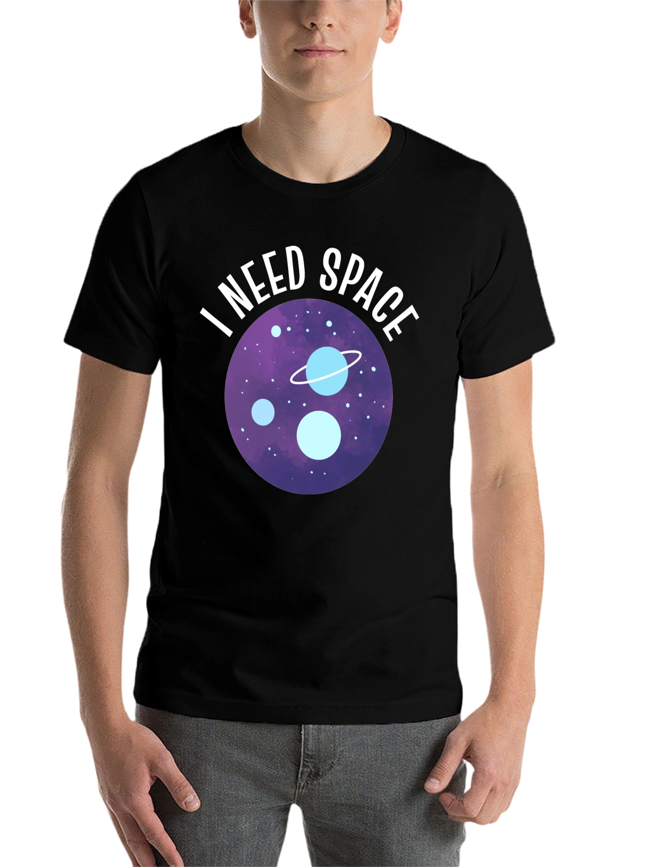 Black I Need Space Graphic T-Shirt - Black Crew Neck Tee view 7