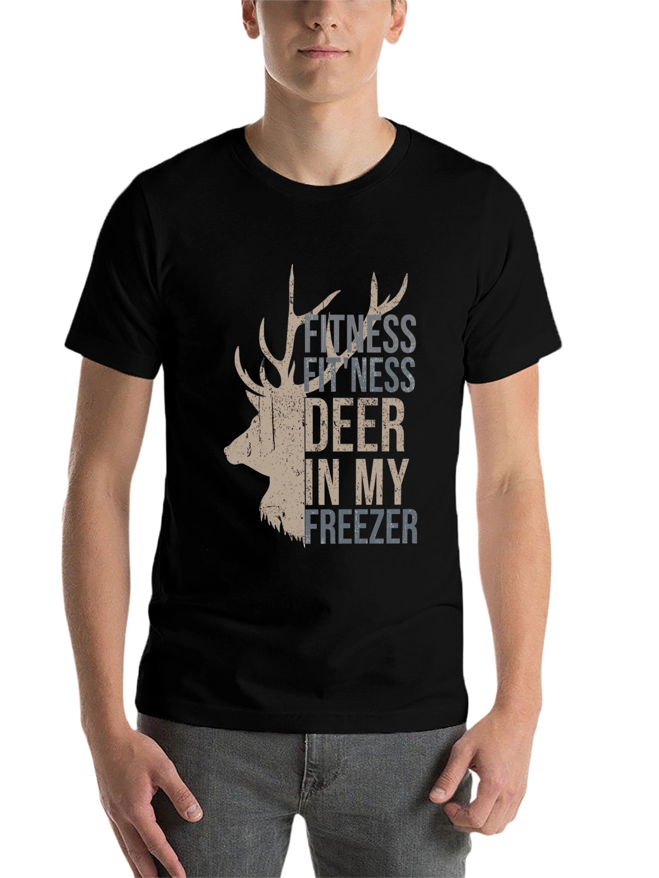 Black Fitness Deer In My Freezer T-Shirt view 7