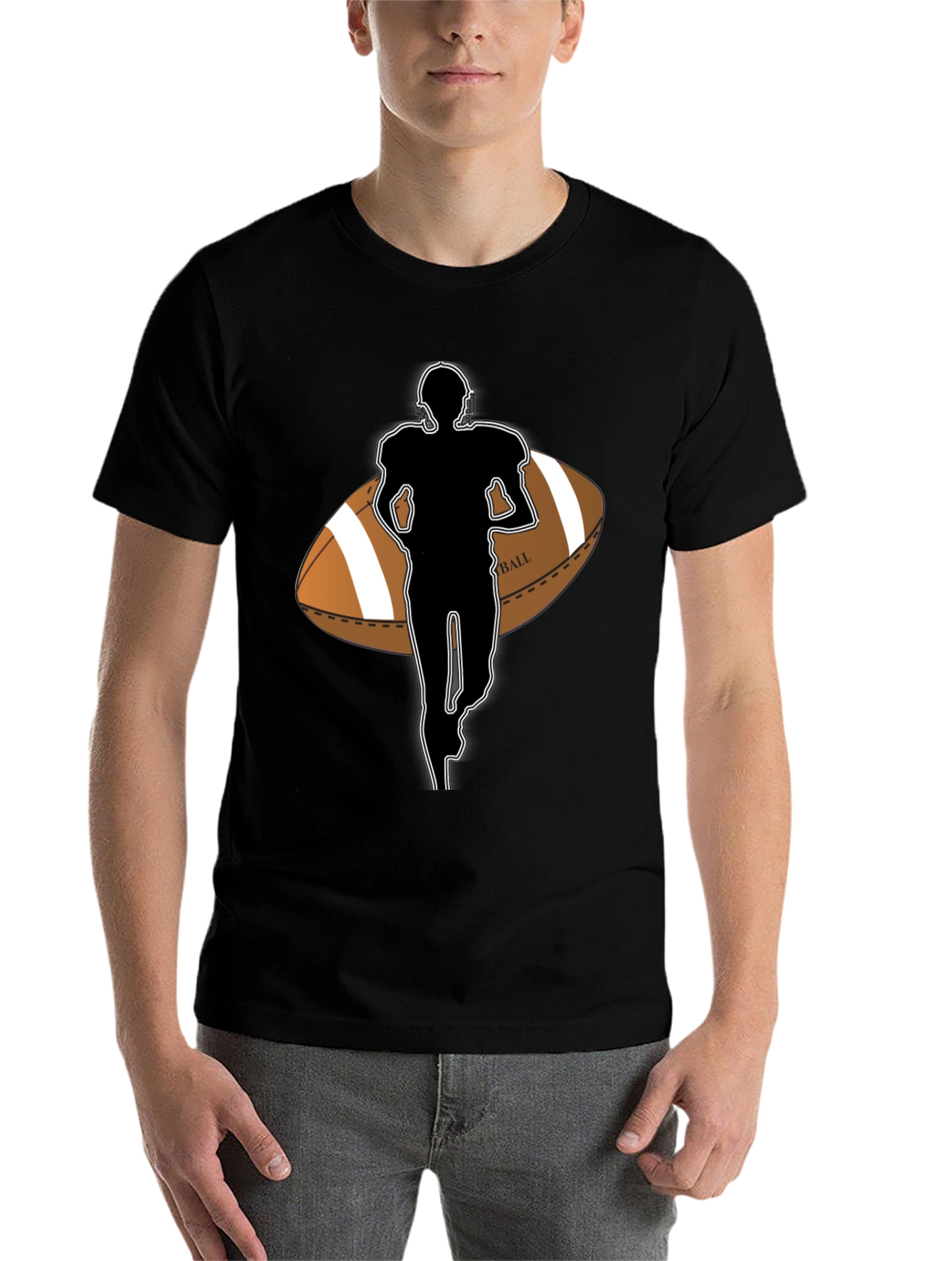 Black Football Player Graphic Tee view 7