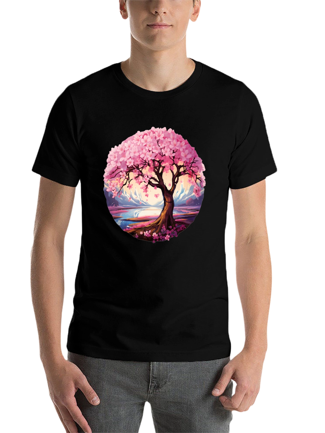 Black Cherry Blossom Tree Graphic Tee view 7
