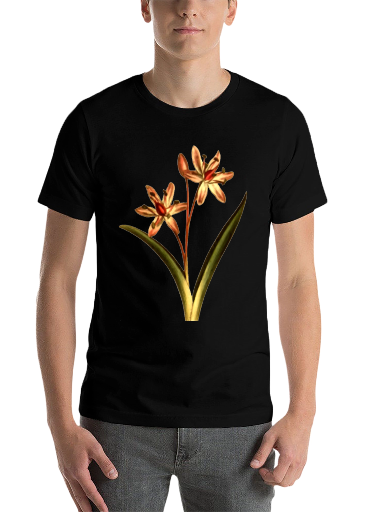 Black Floral Print Black T-Shirt view 7