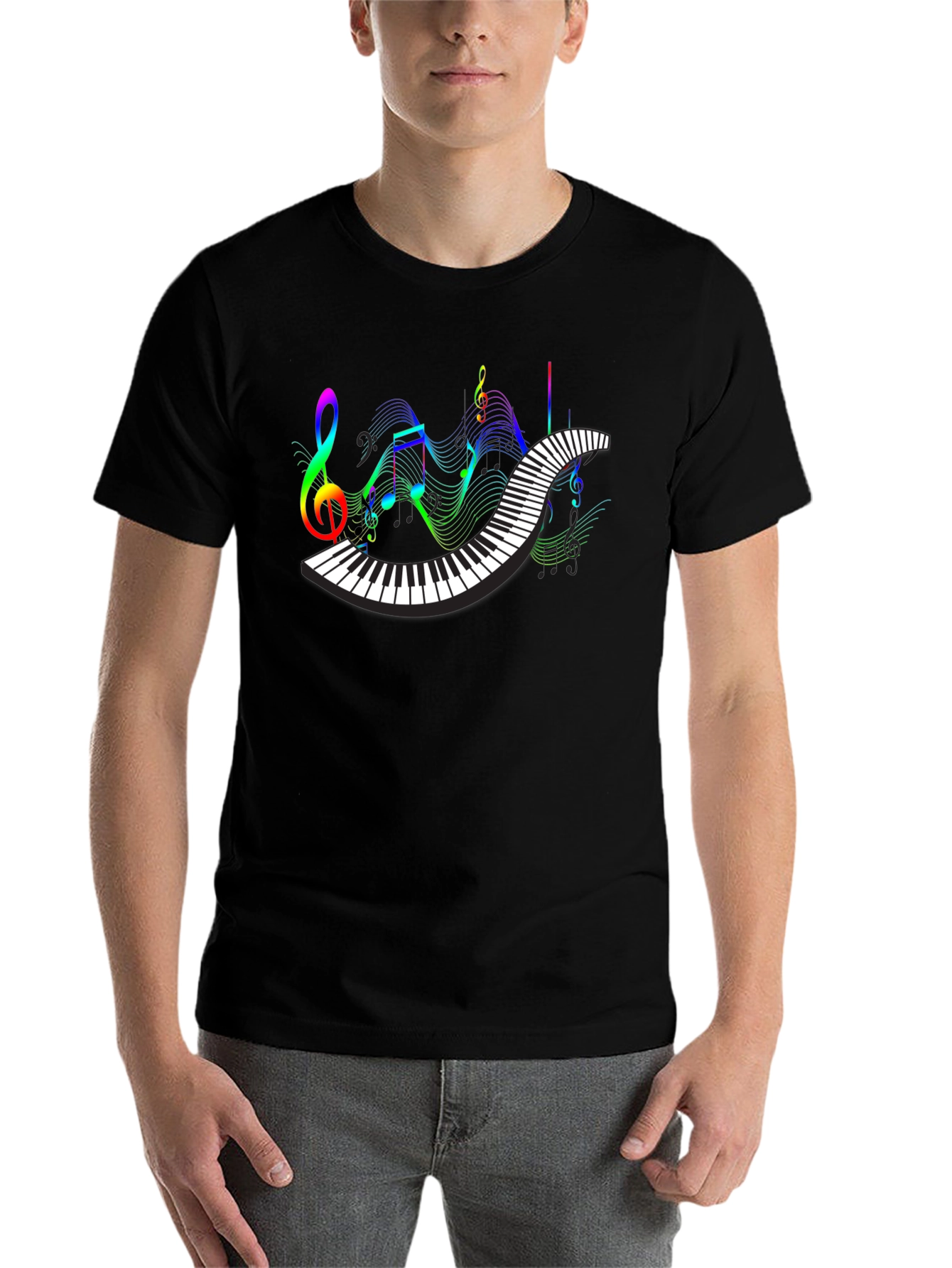Black Music Lover's Piano Keys Graphic Tee view 7