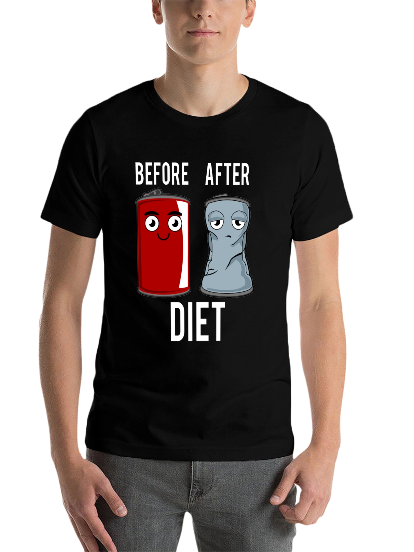 Black Before & After Diet T-Shirt - Humorous Graphic Tee view 7