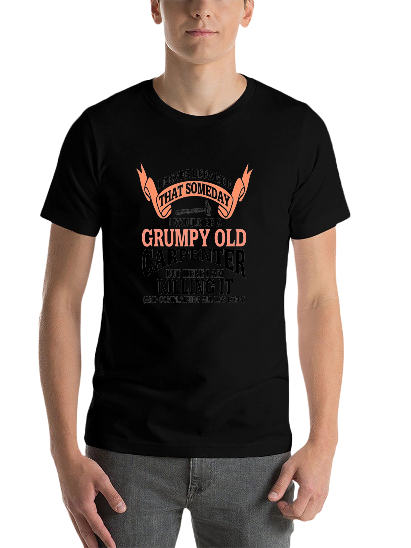 Black Grumpy Old Carpenter T-Shirt - Funny Novelty Tee view 7