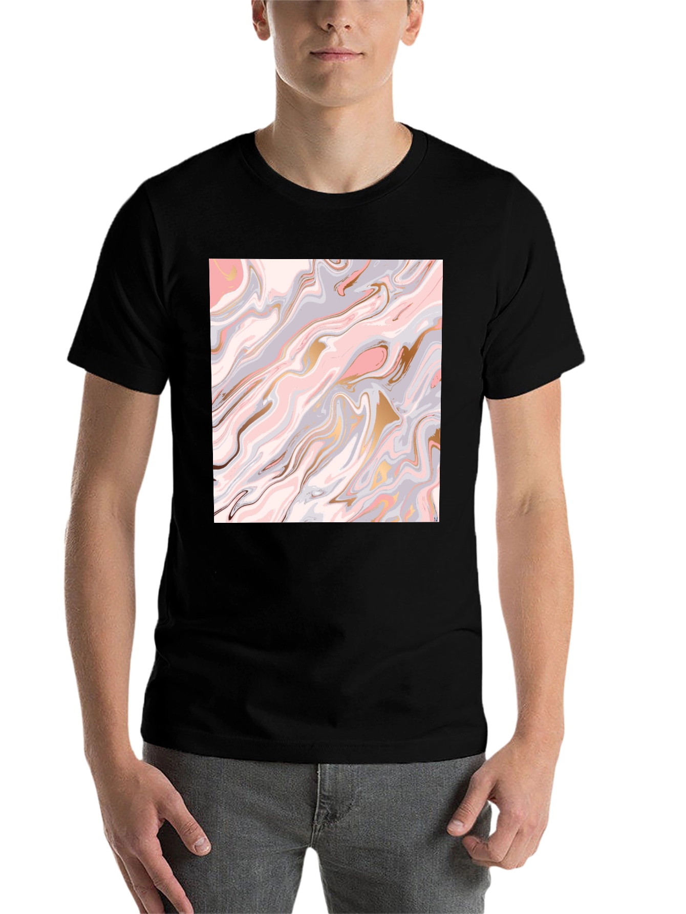 Black Marble Swirl Graphic Tee - Stylish & Unique Design view 7