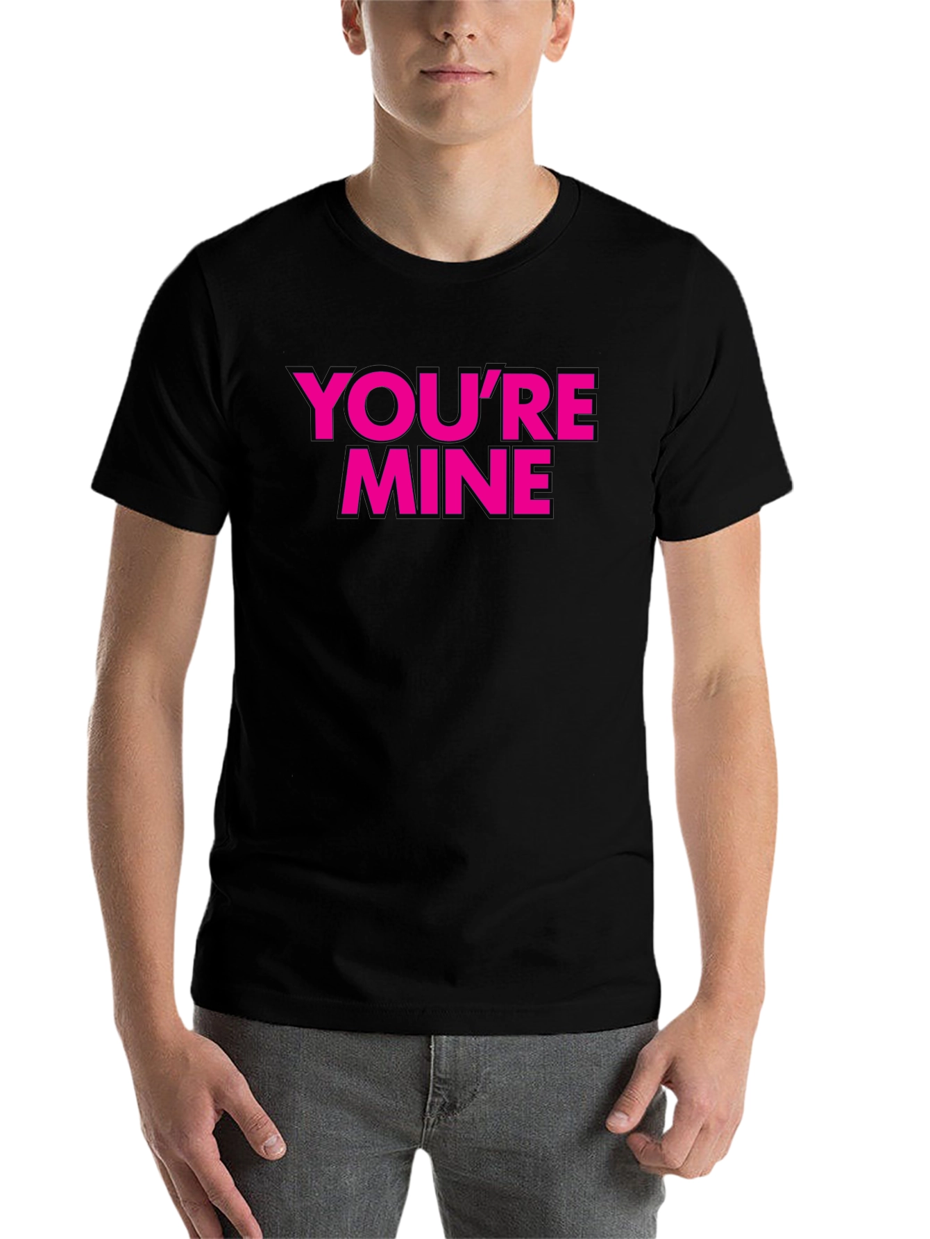 Black You're Mine T-Shirt - Black with Pink Text view 7
