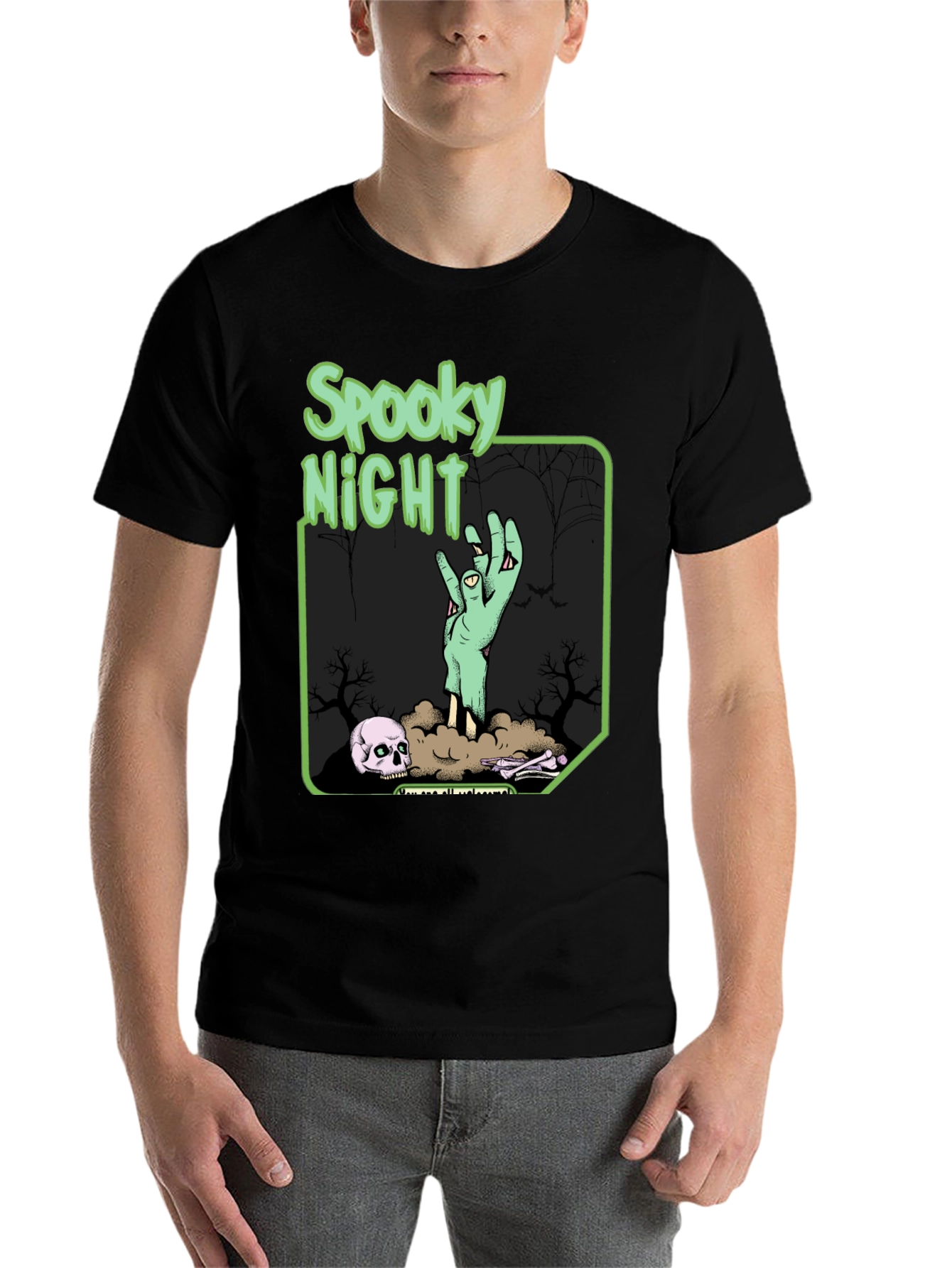 Black Spooky Night Graphic T-Shirt view 7