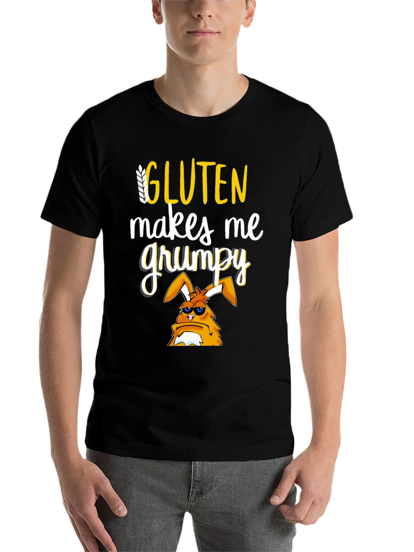 Black Gluten Makes Me Grumpy T-Shirt view 7