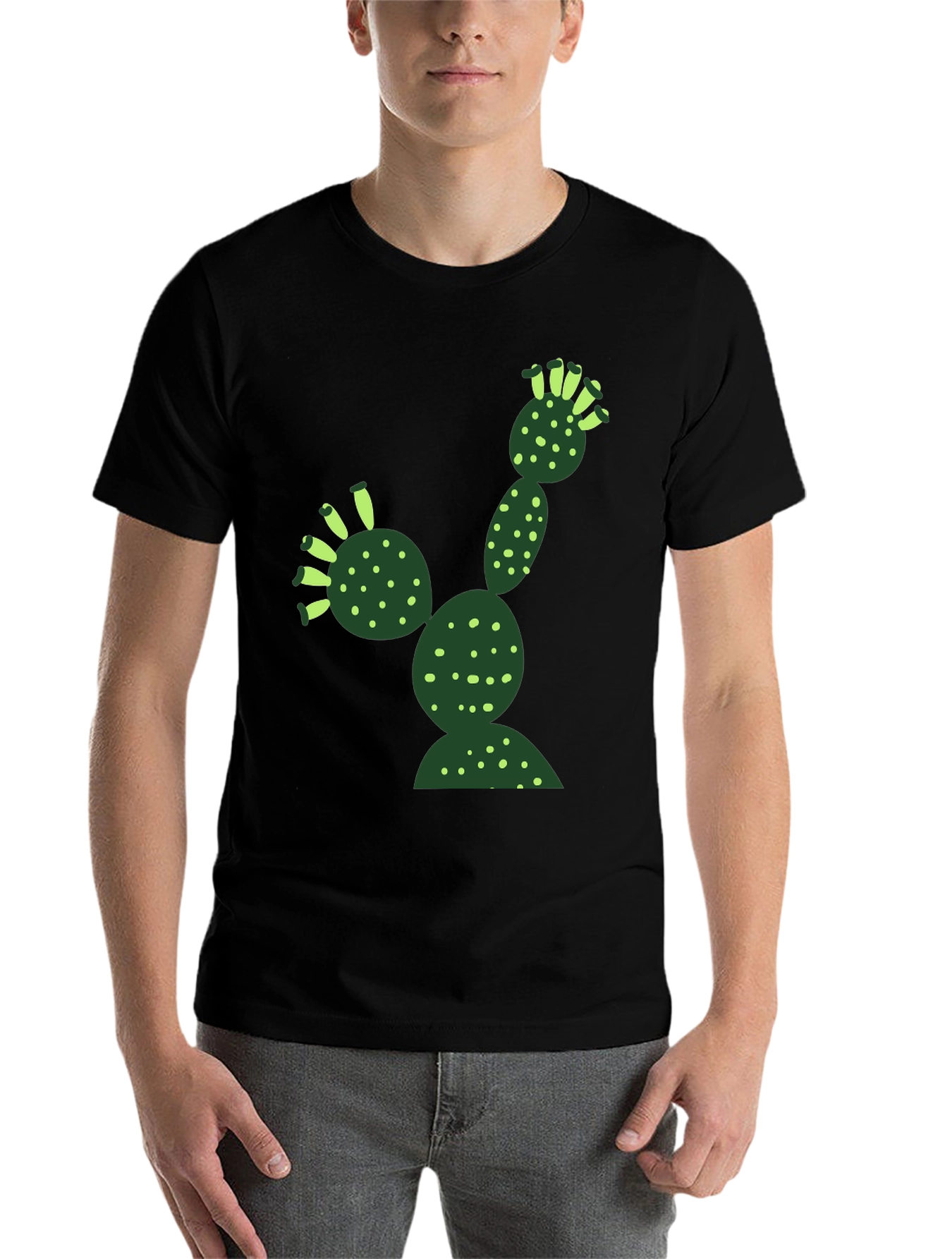 Black Cool Cactus T-Shirt - Black Cotton Blend view 7