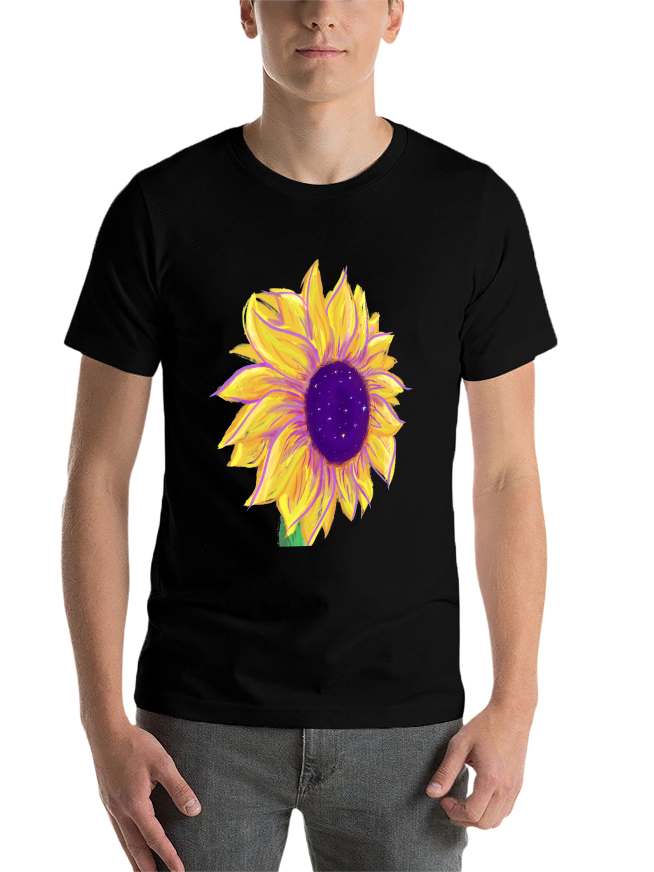 Black Sunflower Graphic Tee - Black Cotton Blend view 7