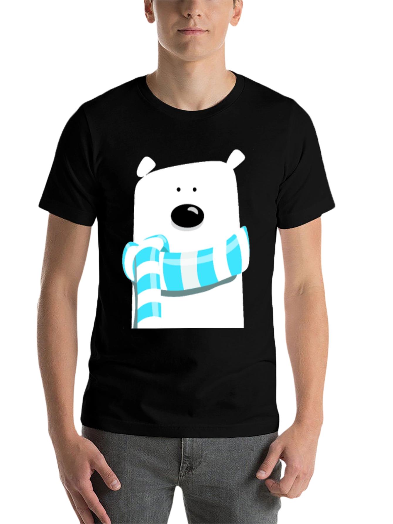 Black Bear Scarf Graphic Tee - Cute Black T-Shirt view 7