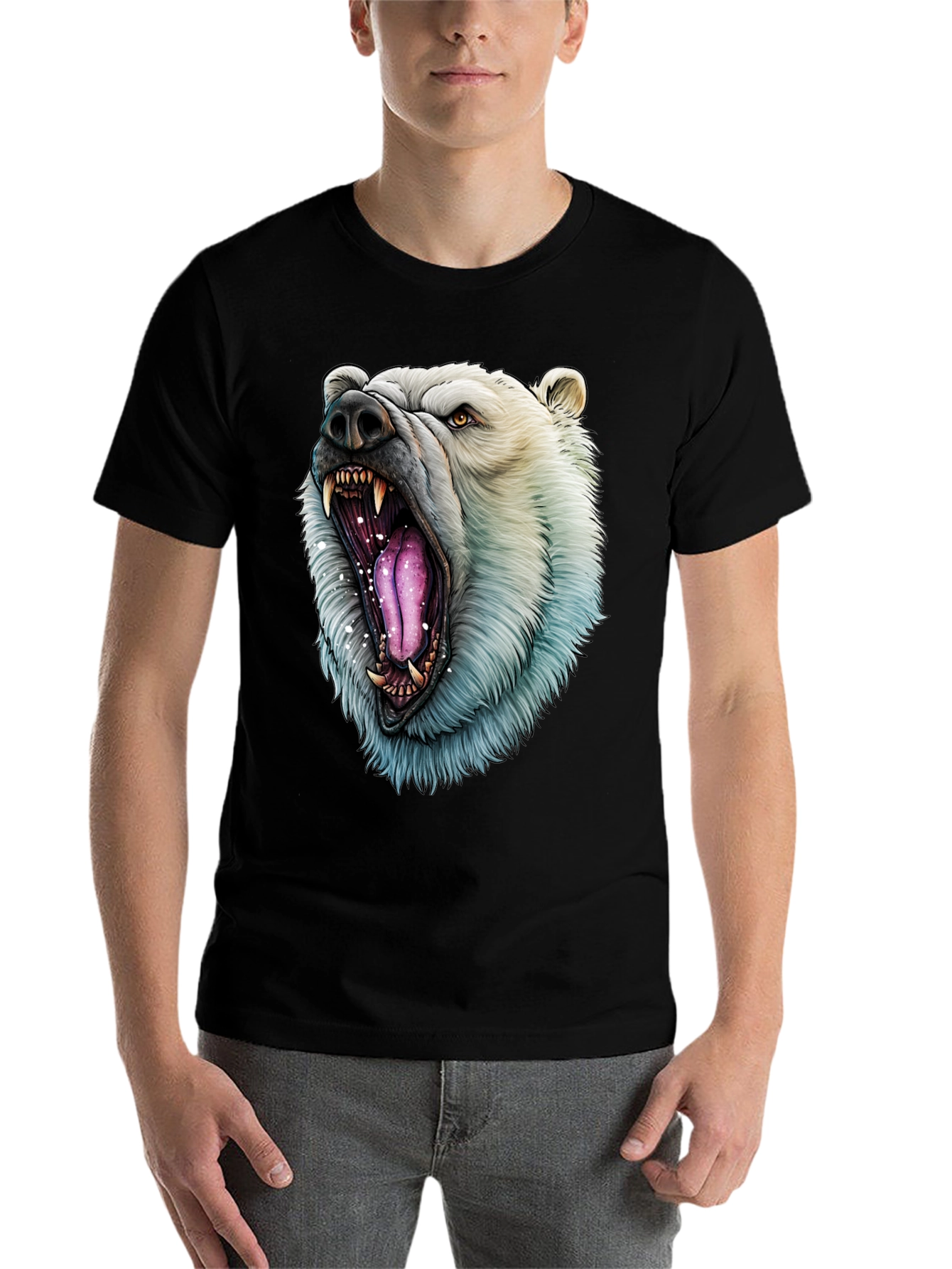 Black Polar Bear Graphic Tee - Roaring Wild Style view 7