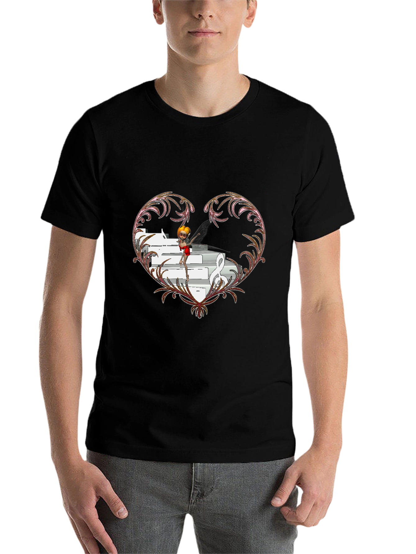 Black Musical Heart Graphic Tee - Unique Design view 7