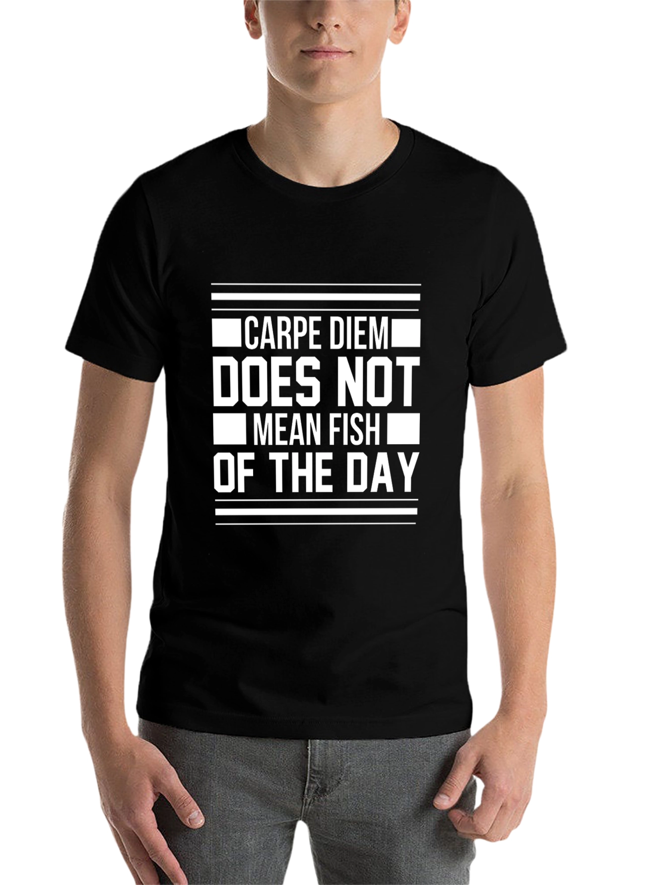 Black Carpe Diem Funny Graphic T-Shirt view 7