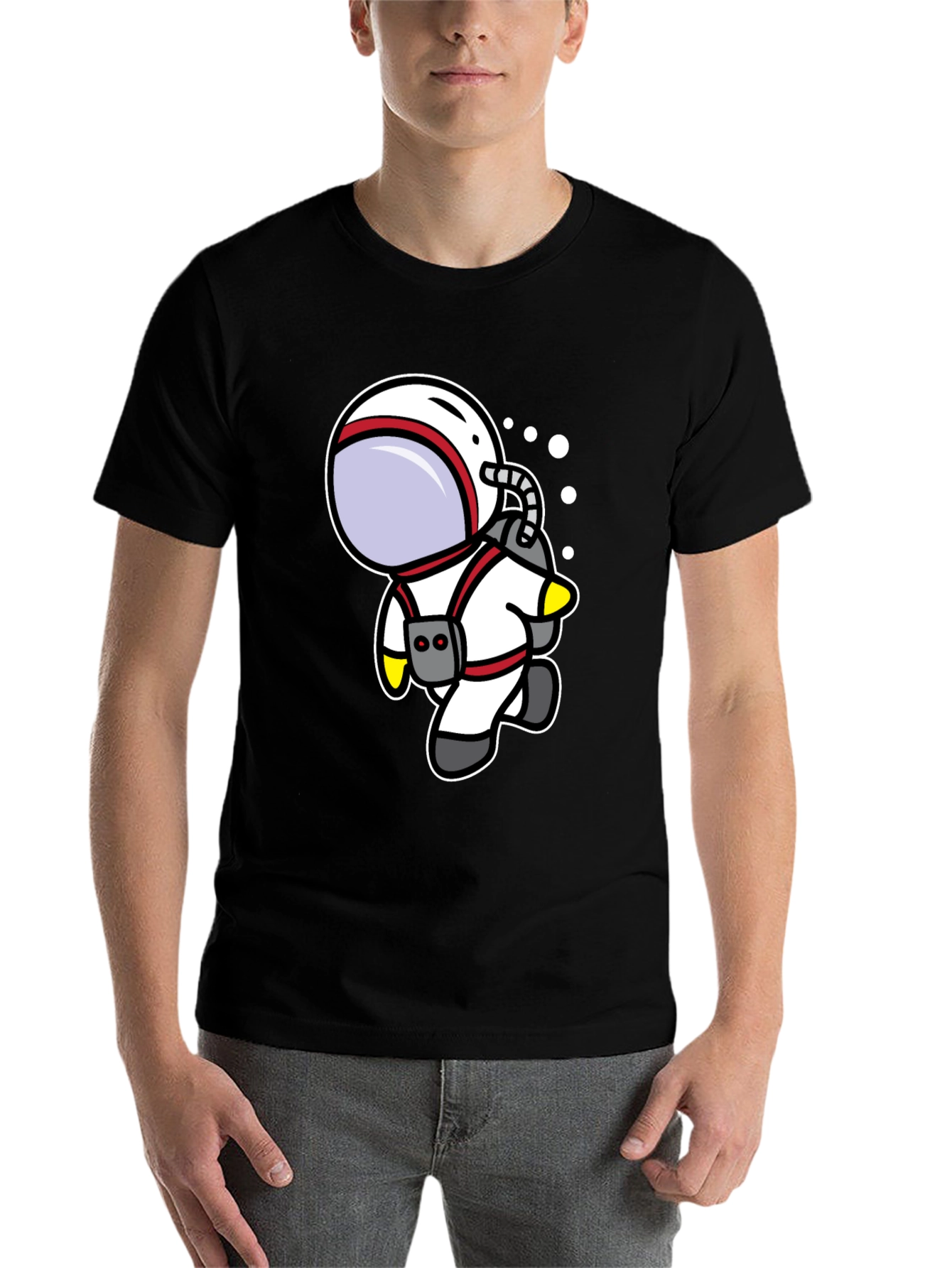 Black Cartoon Astronaut Black T-Shirt view 7