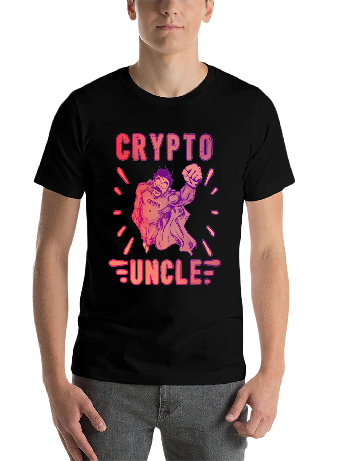 Black Crypto Uncle Graphic T-Shirt - Trendy Design view 7