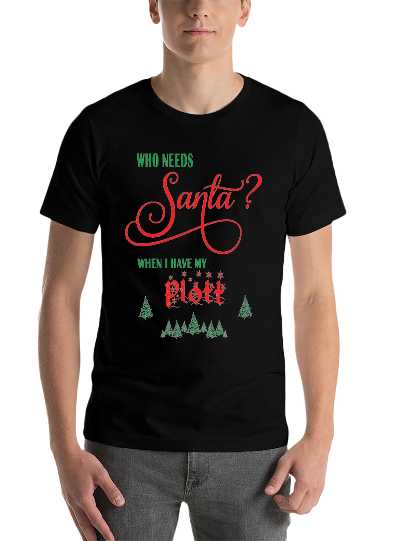 Black Who Needs Santa? 'Plott' T-Shirt view 7